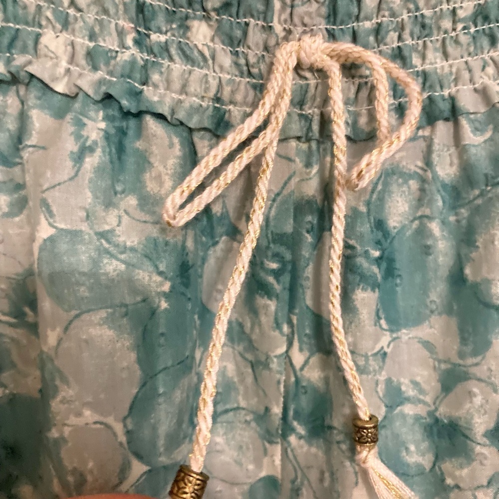 E by Eloise | Anthropologie Smocked Waist Palazzo Lounge Cottagecore Resort Pant - Picture 4 of 9